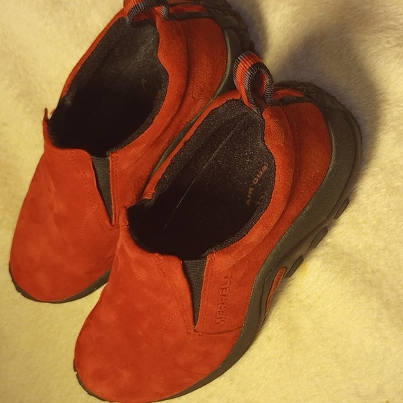 Merrell Womens Jungle Moc Sunset Red Suede Slip On Shoes - Size 7 - Picture 7 of 8